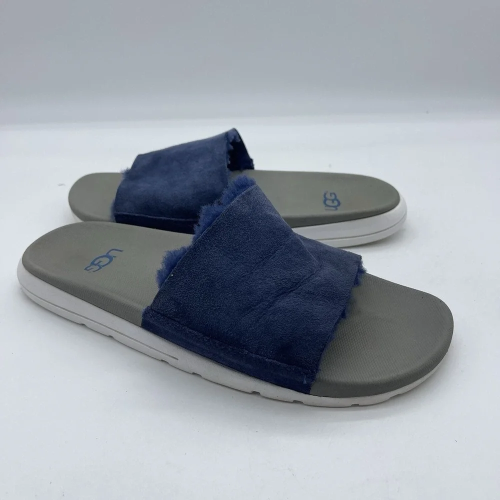 UGG Xavier Twin Face Men's Approximate Size 8 Slides Sandals Slippers Navy Blue